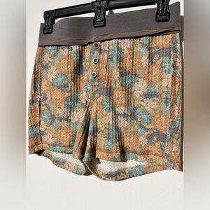 NATURAL LIFE Brown Multi Floral Knit Athletic Lounge Shorts